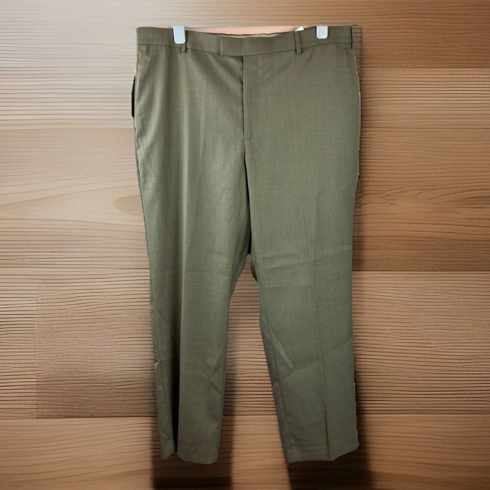 NWT Savane Sharkskin No Iron Straight Fit Dress Pants Pleated Cuffs Size 40X30